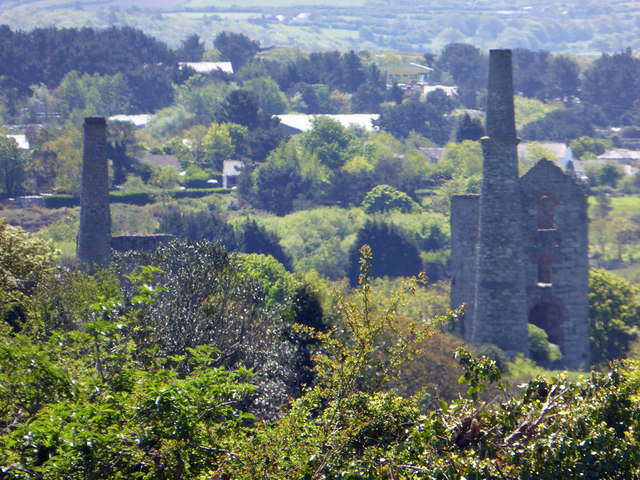 The surviving engine houses at Wheal Unity Wood mine, Gwennap.