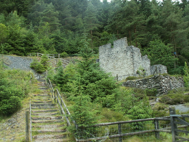 Surviving 19th-century remains at Ystrad Einion Mine, Ceredigion.