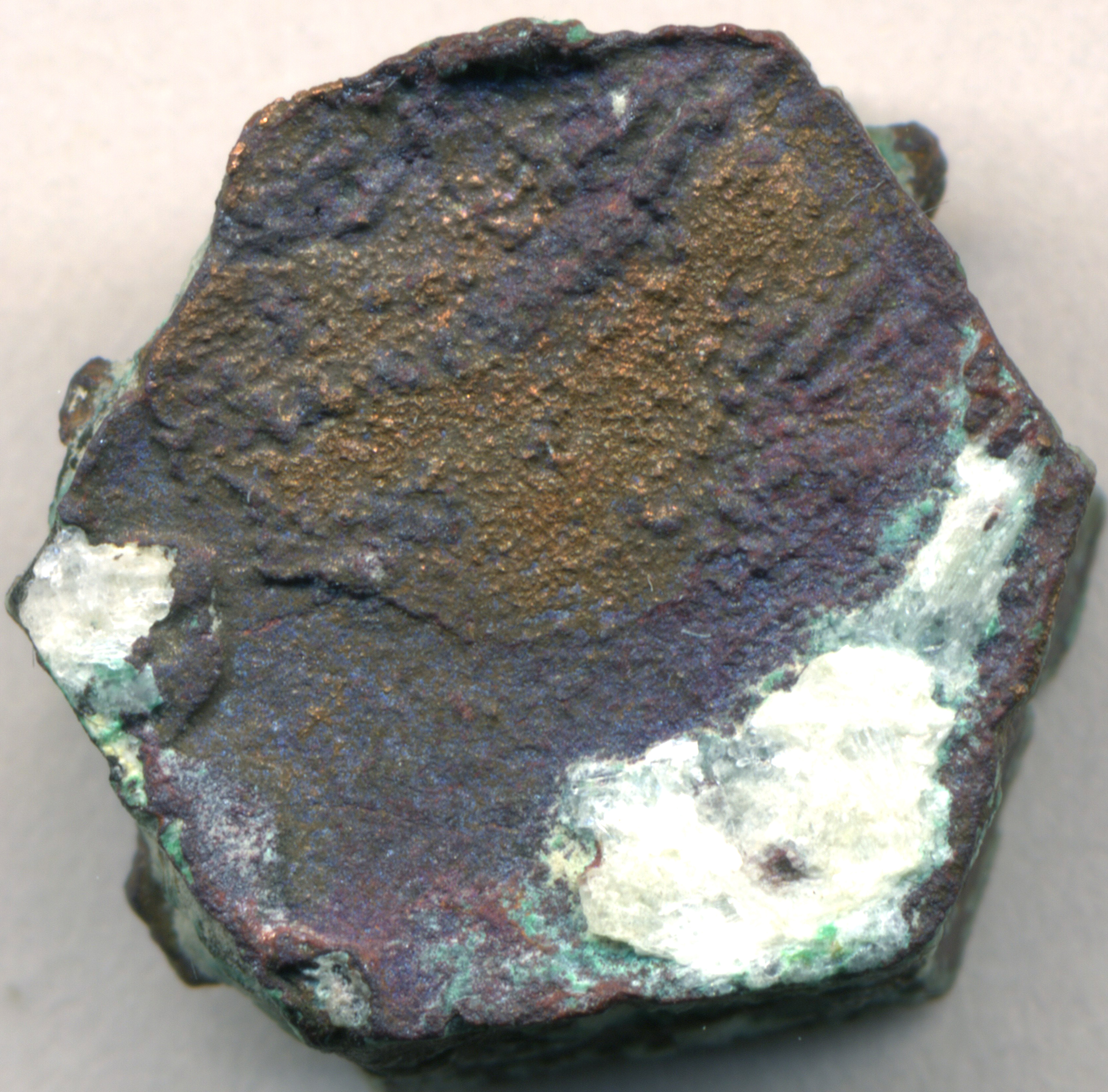 A specimen of native copper, the metal in its uncombined form as occasionally found alongside the sulphide and carbonate ores that made up most British copper production.