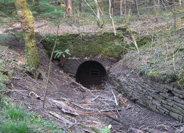 A gated drift mine entrance in Wales, still open and accessible unlike most similar sites, which have been filled in.