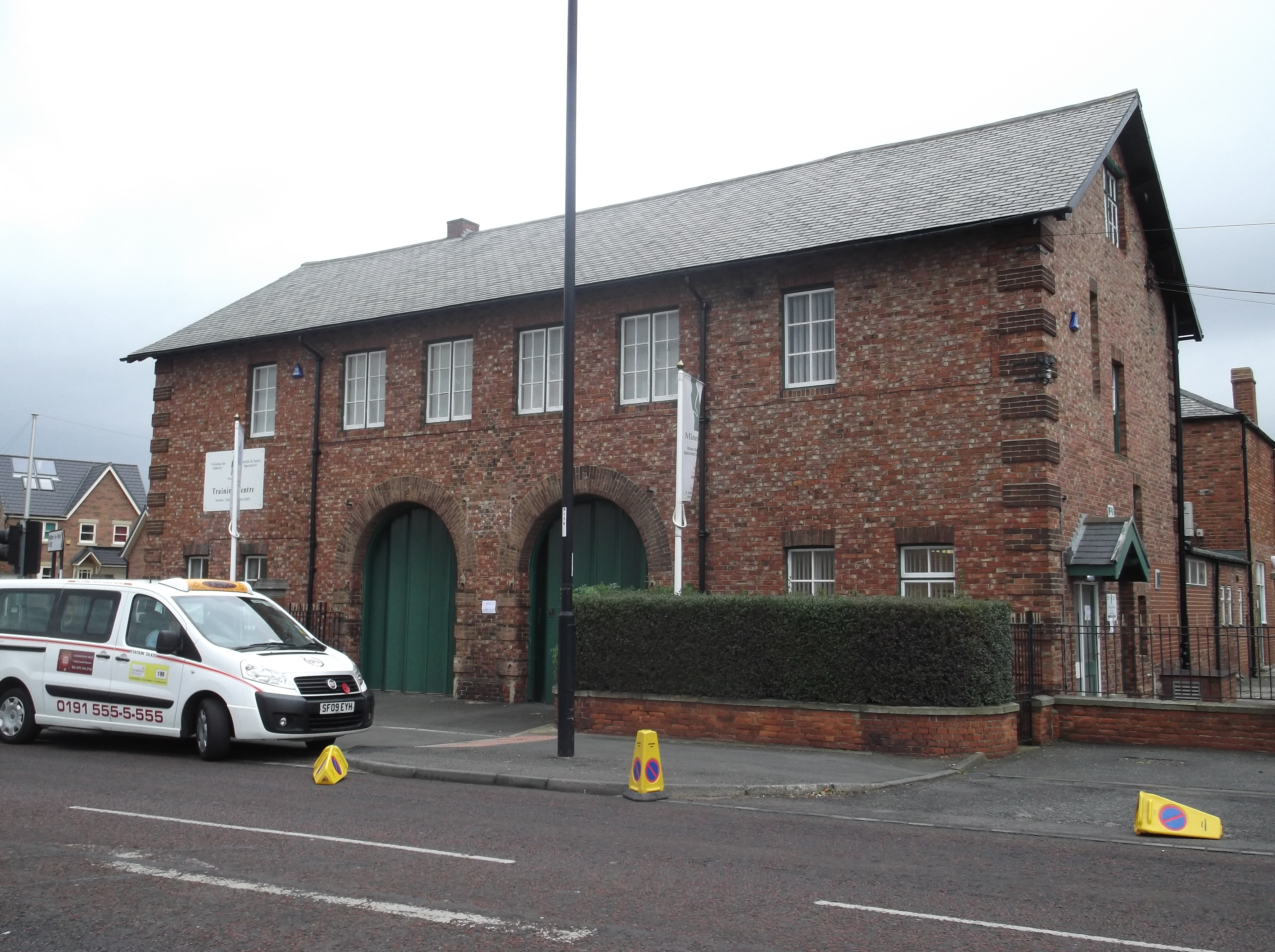 The exterior of the 1913 mines rescue station building at Houghton-le-Spring, County Durham.