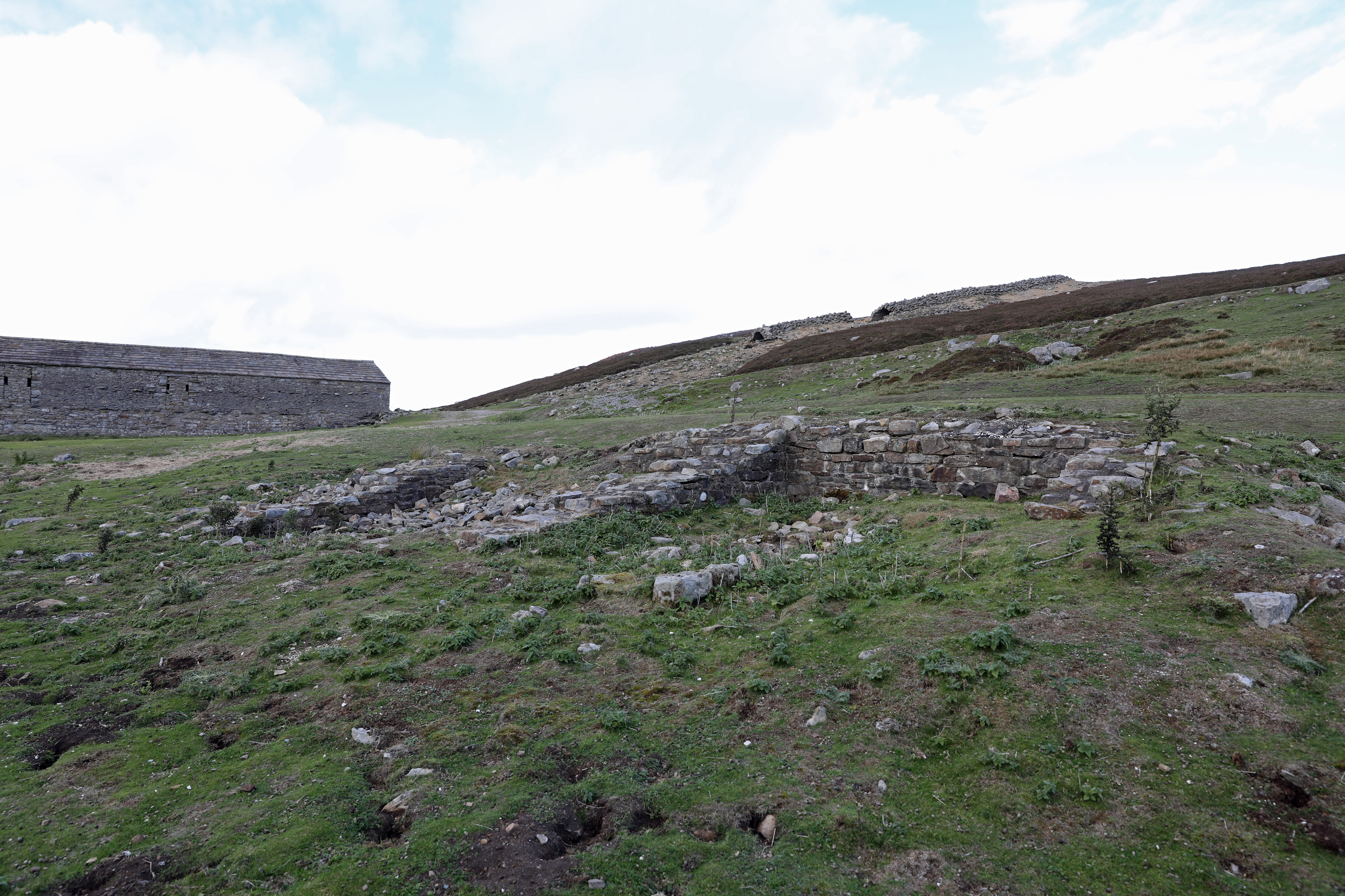 The surviving ore hearth at Grinton lead smelting mill, North Yorkshire.