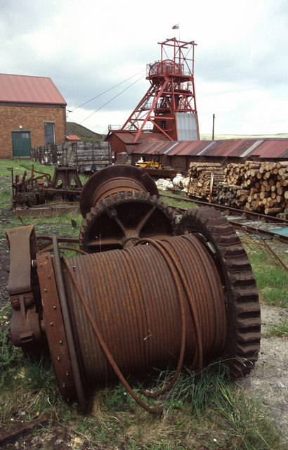 Traditional wooden pit props at Big Pit, Blaenavon — the timber that held the roof at the face.