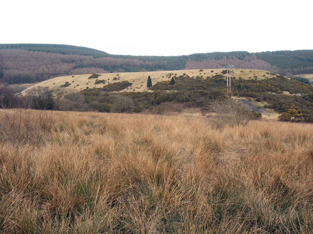 A colliery spoil tip on a hillside at Cwm Du in South Wales.