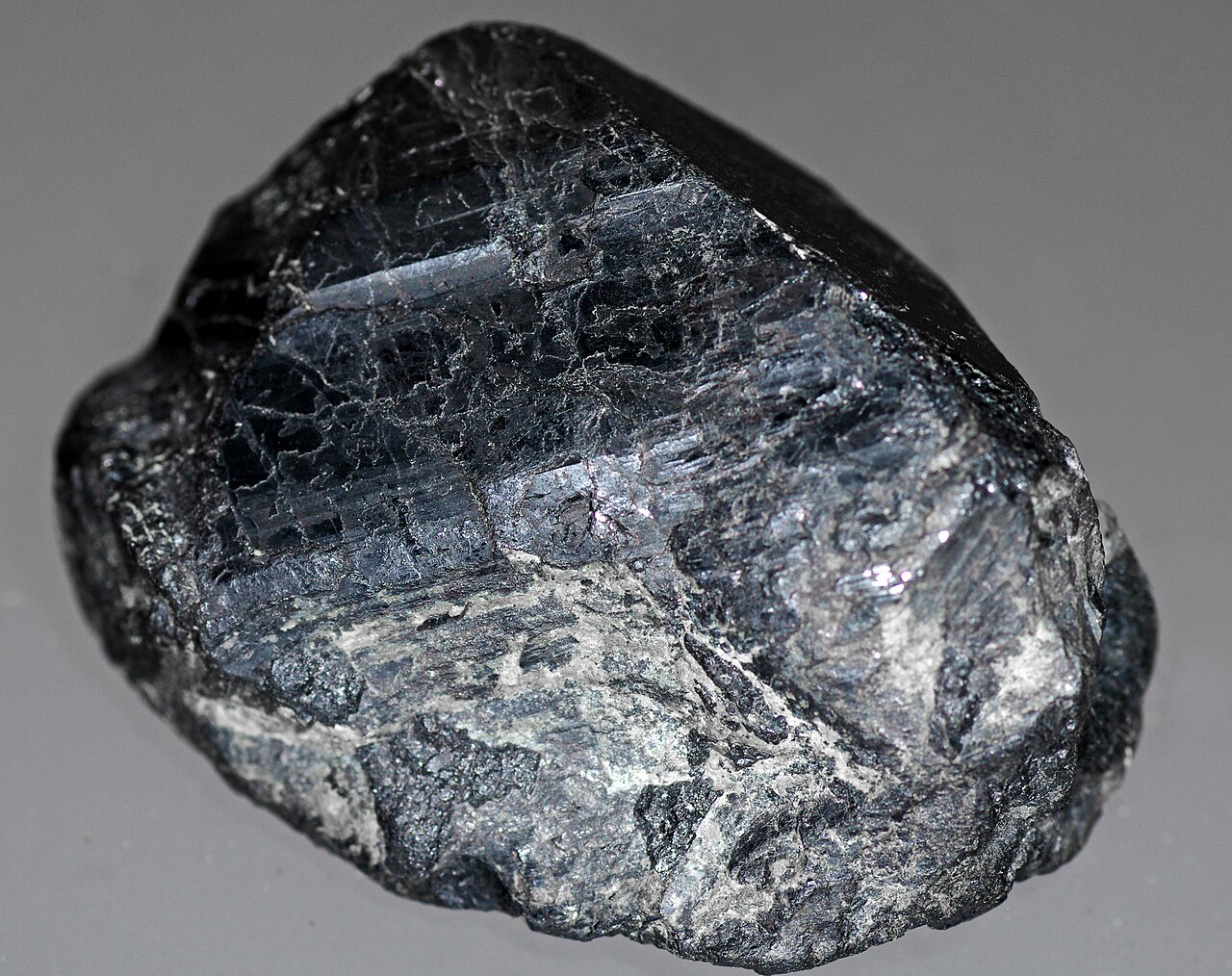 A specimen of wolframite, the principal ore of tungsten, from Cínovec (Zinnwald) in the Czech Republic.