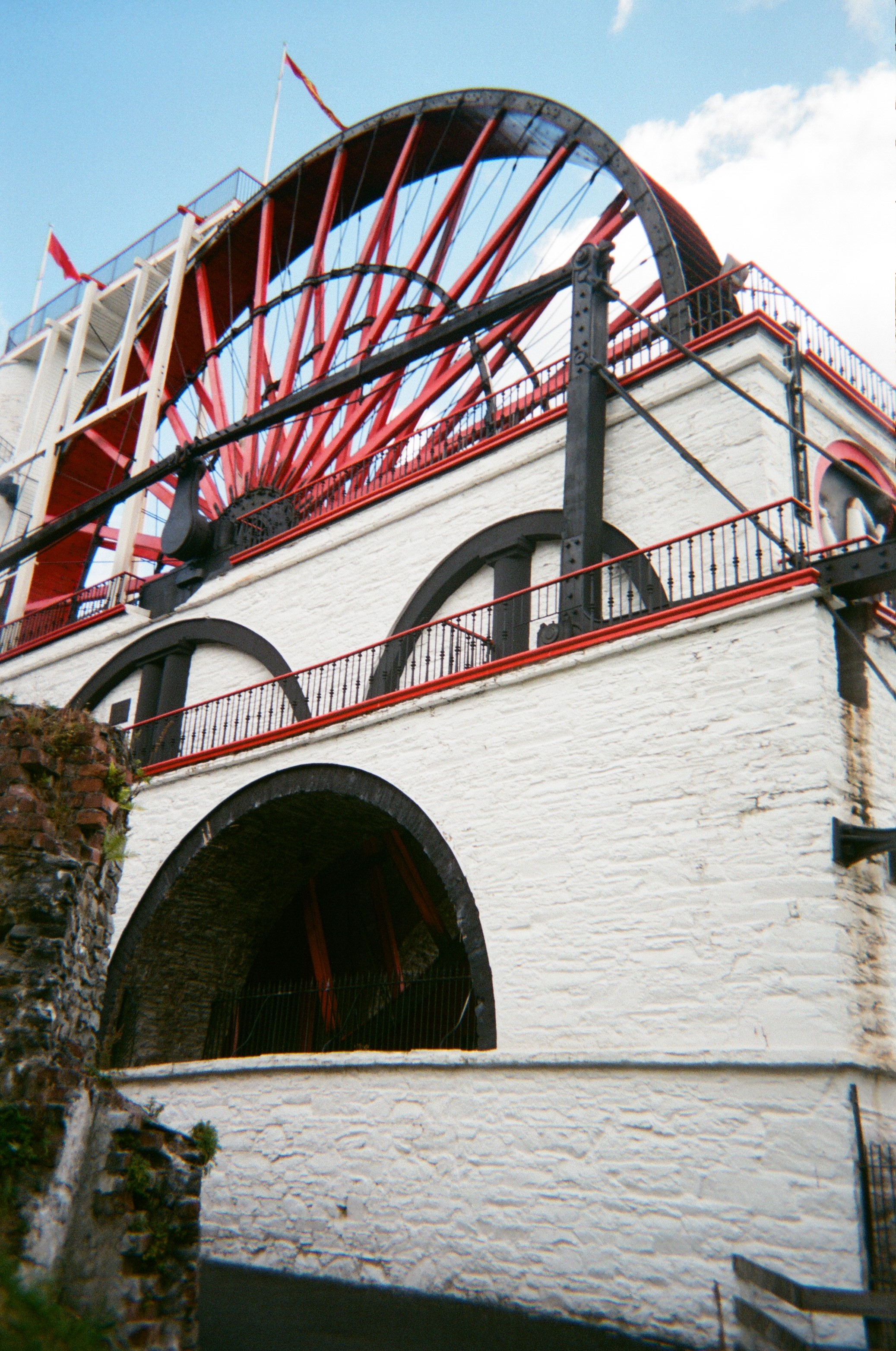 The Great Laxey Wheel, built in 1854 to pump water from the Great Laxey Mines — the largest working waterwheel in the British Isles.