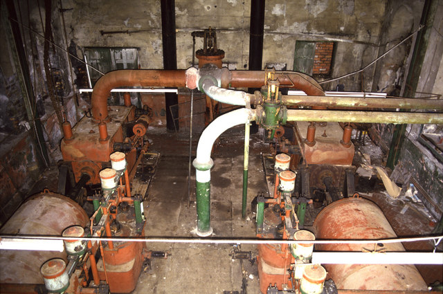 The preserved steam winding engine at Elliot Colliery East Pit, New Tredegar.