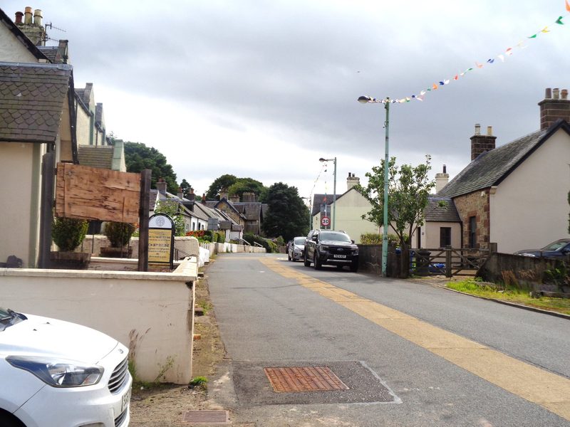 The Miners' Library on Leadhills Main Street, a low single-storey building among the village cottages.