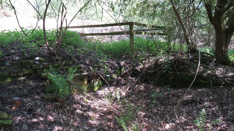 Surviving brickwork of the winding-gear housing at Hill Pit, part of the wider Brereton Collieries site near Rugeley; a different, earlier shaft from the Coppice Pit where the 1908 inrush occurred.