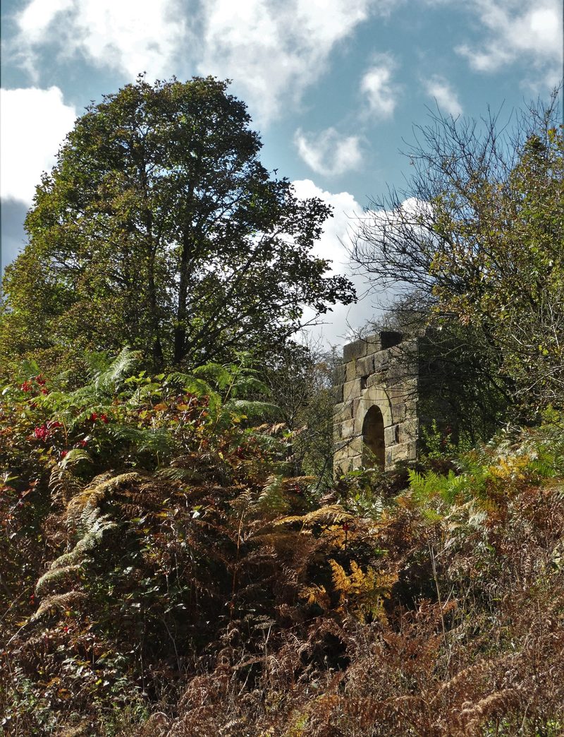 The ruined Cornish engine house at Mill Close Mine, Derbyshire.
