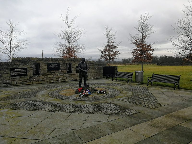 A closer view of the Auchengeich memorial and its setting.