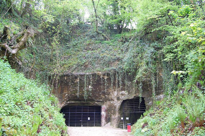 The entrance to Beer Quarry Caves, cut into the hillside west of the village of Beer.