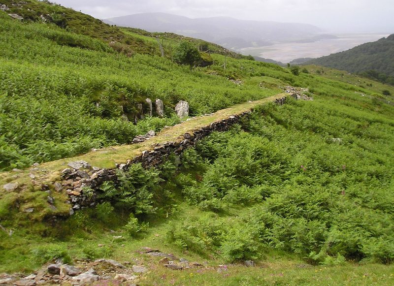 The remains of a tramway running across the Clogau mine site.