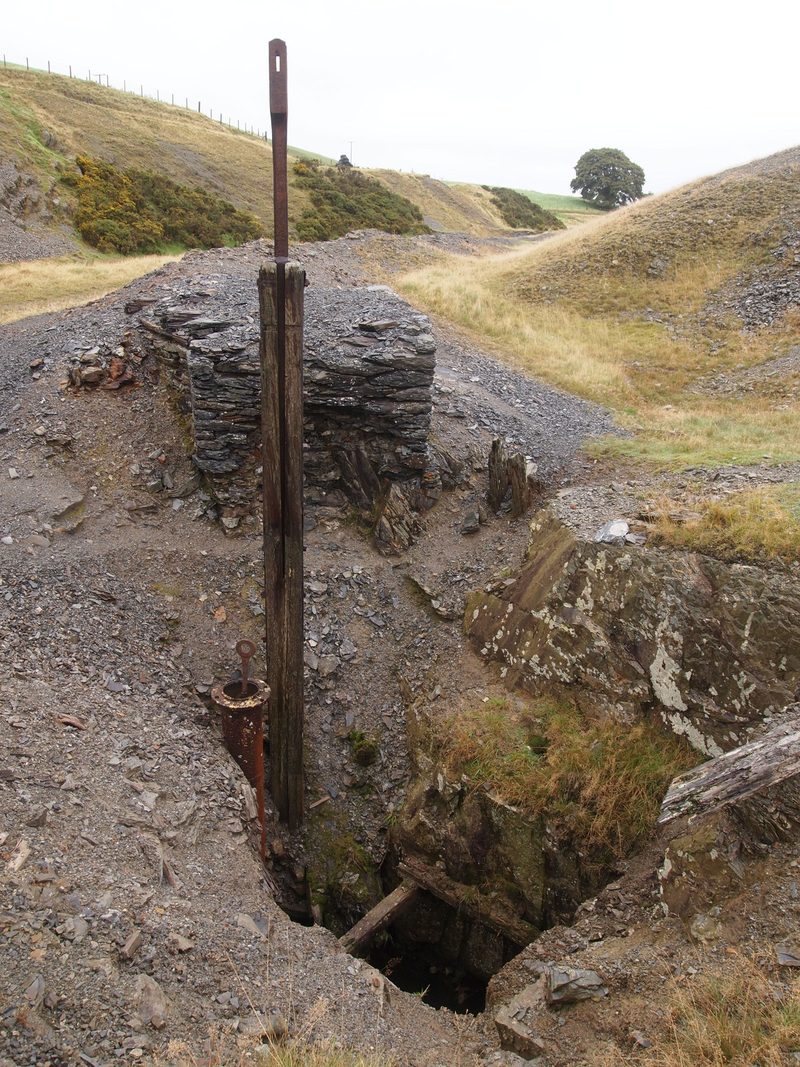 The engine shaft on the Llechwedd Ddu lode, one of the three connected veins worked at Dylife.