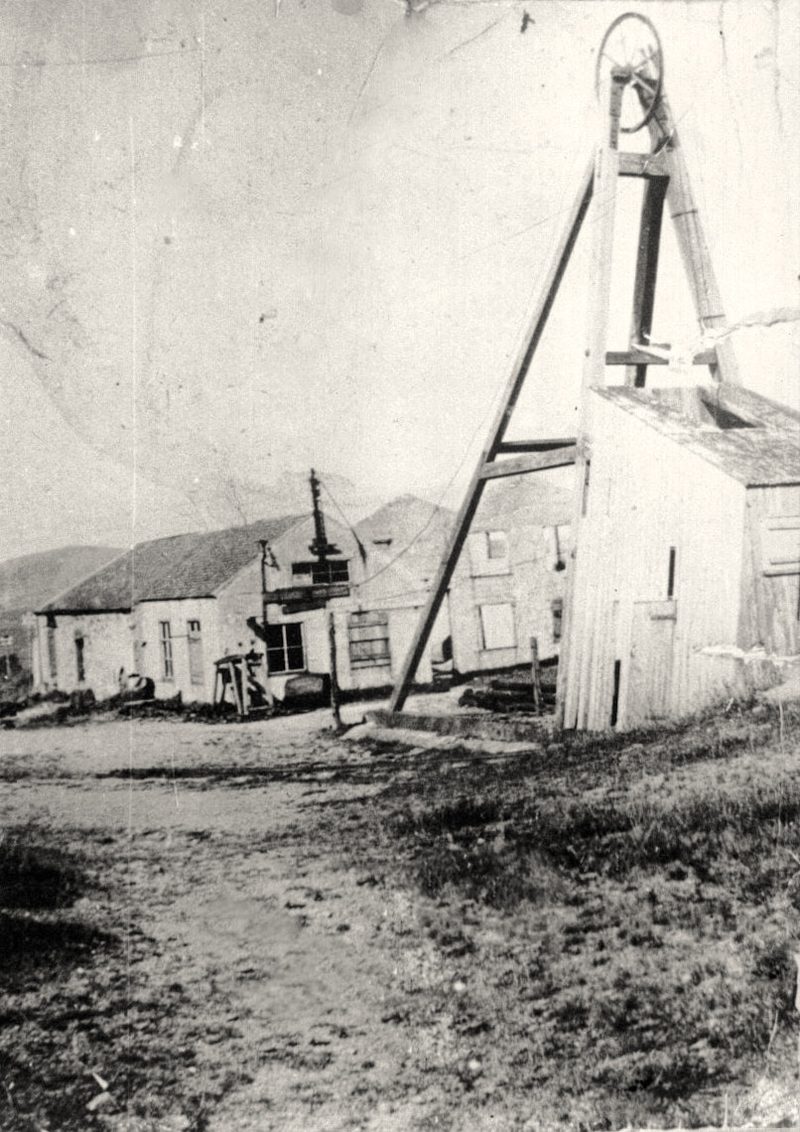 A circa-1900 photograph of Wilson's Shaft, part of the Glengonnar lead mining operations near Leadhills, South Lanarkshire.