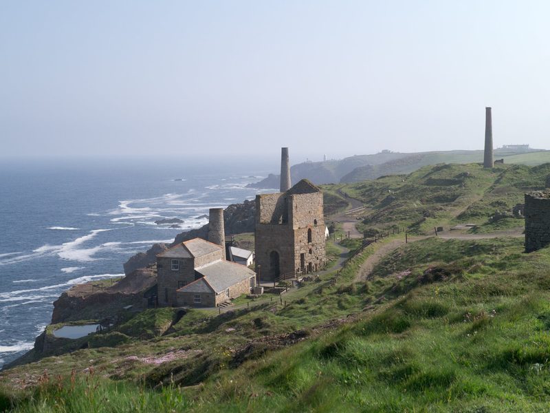Levant Mine's clifftop engine houses, including the 1840 beam engine building.
