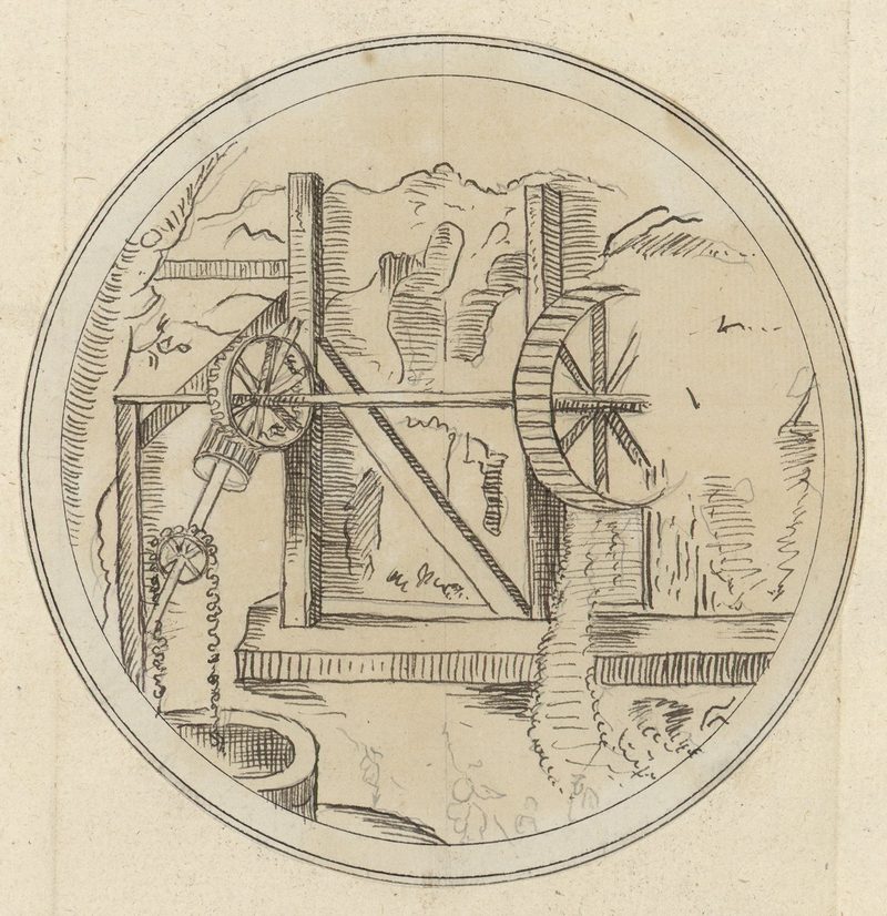 An eighteenth-century engraving of an early steam pumping engine at Mostyn Colliery, decades before its nineteenth-century explosions