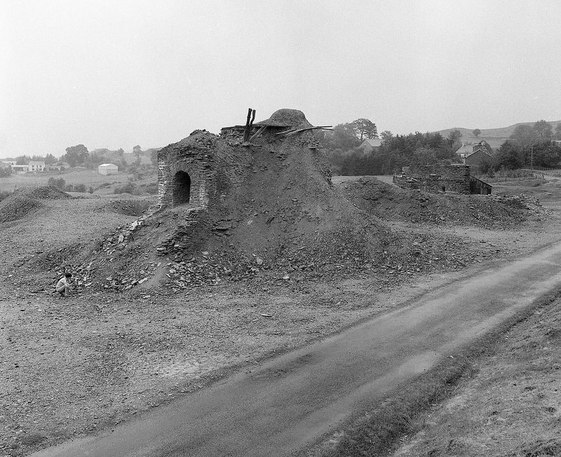 The remains of Penrhiw Mine at Ystumtuen, photographed in March 1975.