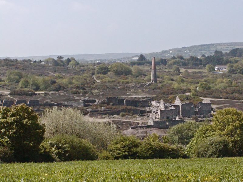 Surviving remains and spoil at Poldice Mine, Gwennap, Cornwall.