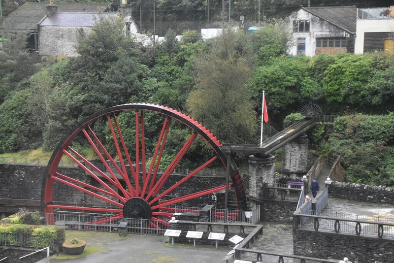 The restored pumping waterwheel from the mine, now standing in the gardens at Laxey after a century in Cornwall