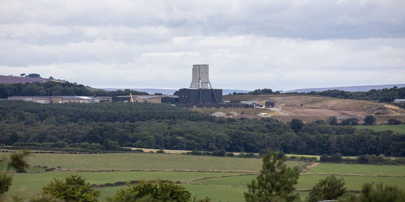 The surface complex of Woodsmith Mine under construction, viewed from Fylingdales Moor, North Yorkshire.