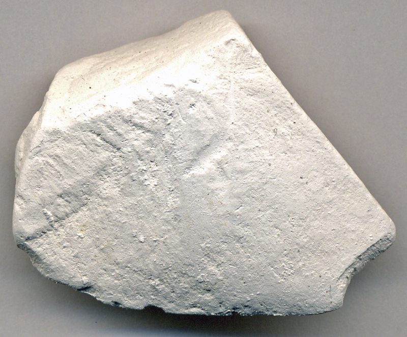 A specimen of Upper Chalk from the White Cliffs of Dover, showing the soft, fine-grained, almost pure white texture typical of the rock.