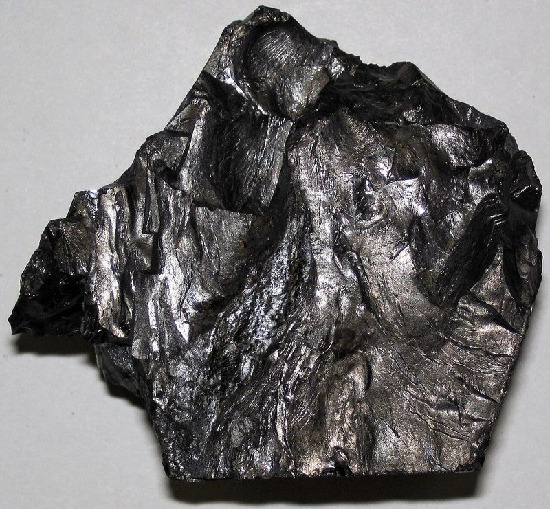 A specimen of anthracite coal — hard, glossy and up to 97% carbon, the same high-rank coal Hook Colliery in Pembrokeshire was worked for.
