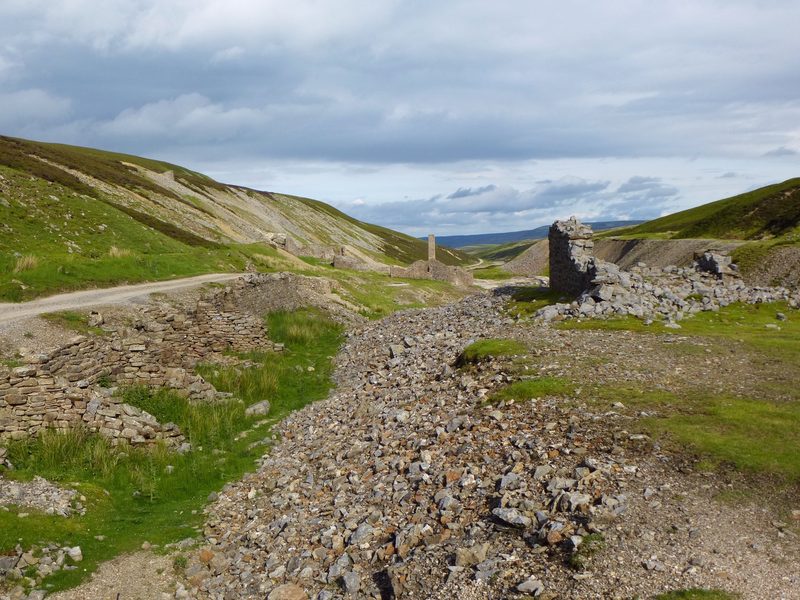 The stone ruins of Old Gang Smelt Mill in Swaledale, which houses the remains of a slag hearth and ore hearths
