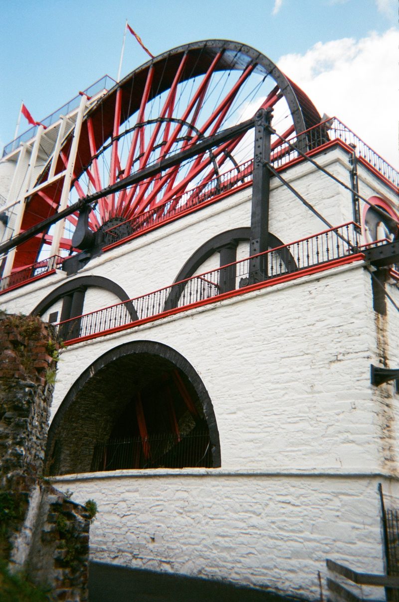 The Great Laxey Wheel, built in 1854 to pump water from the Great Laxey Mines — the largest working waterwheel in the British Isles.